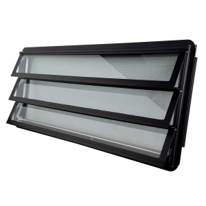 Westfalia louvre window slidingdoor complete, black knob left