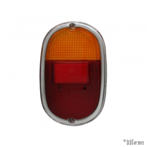 Tail light lens, European Orange/red With integrated chrome ring