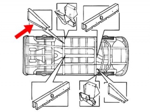 Chassis outrigger, rear, left